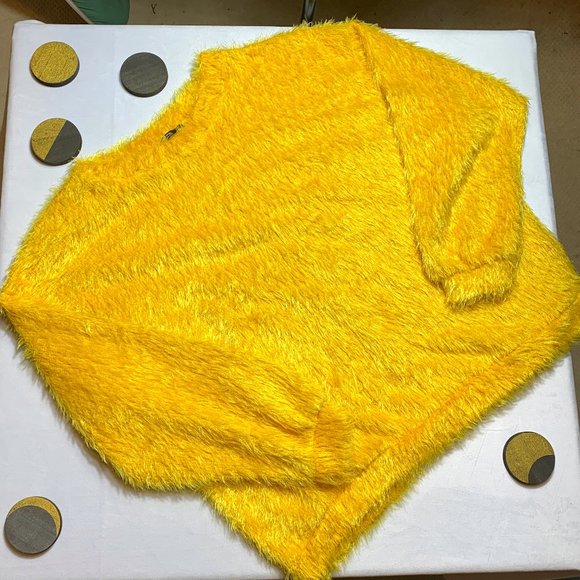 Bershka Sweaters - BERSHKA Yellow Fuzzy Sweater Size L